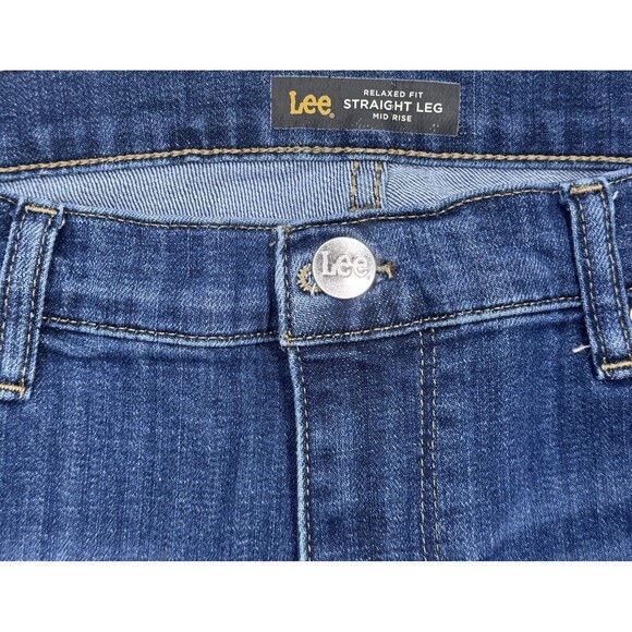 Lee Jeans Womens 12 Long Relaxed Fit Straight Leg Mid Rise Blue Measures 32x32.5 - Picture 3 of 10